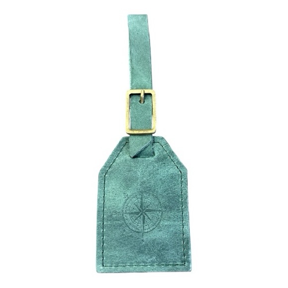 NWT Portland Leather Goods Luggage Tag Discontinued Brushed Green Teal - Picture 1 of 3